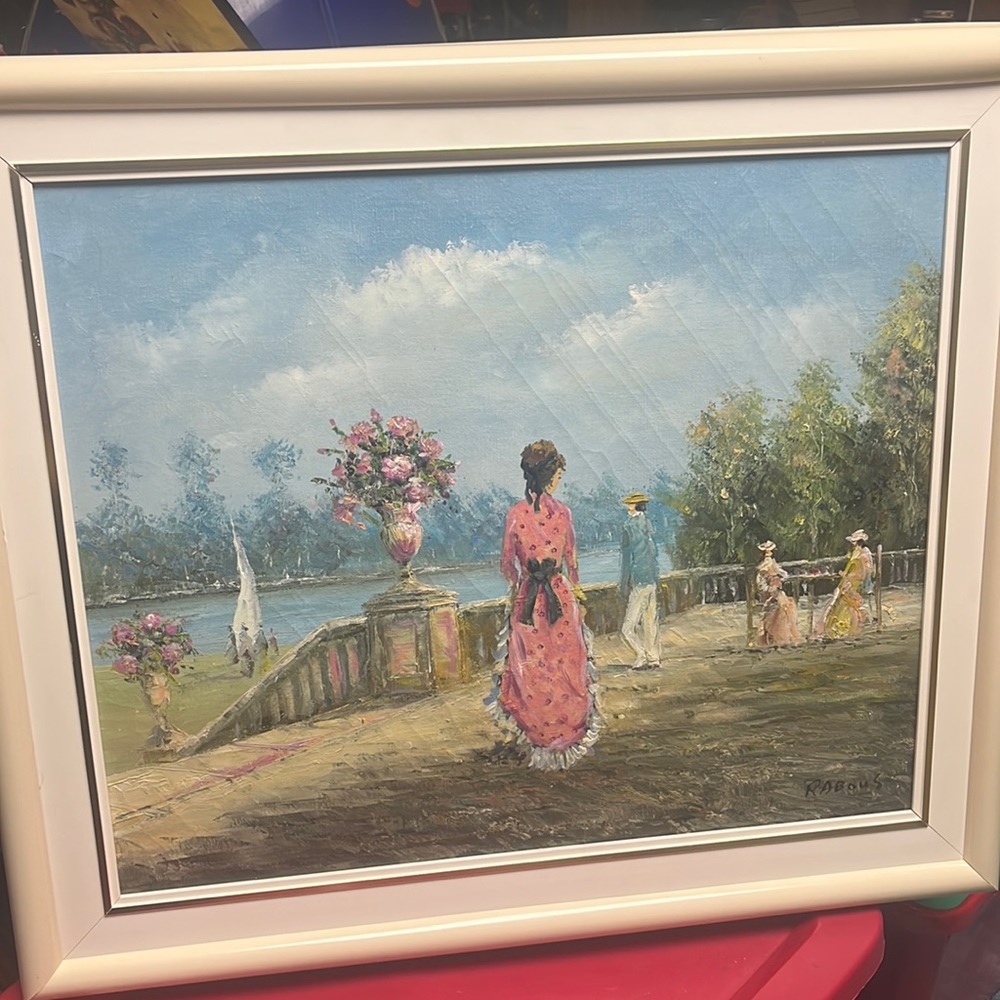 Rare vintage oil painting signed Rabous